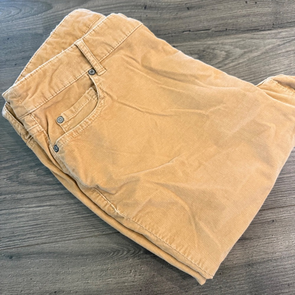 Crown & Ivy Womens Tan Corduroy Straight Leg‎ Pants Camel Size 12 Stretch